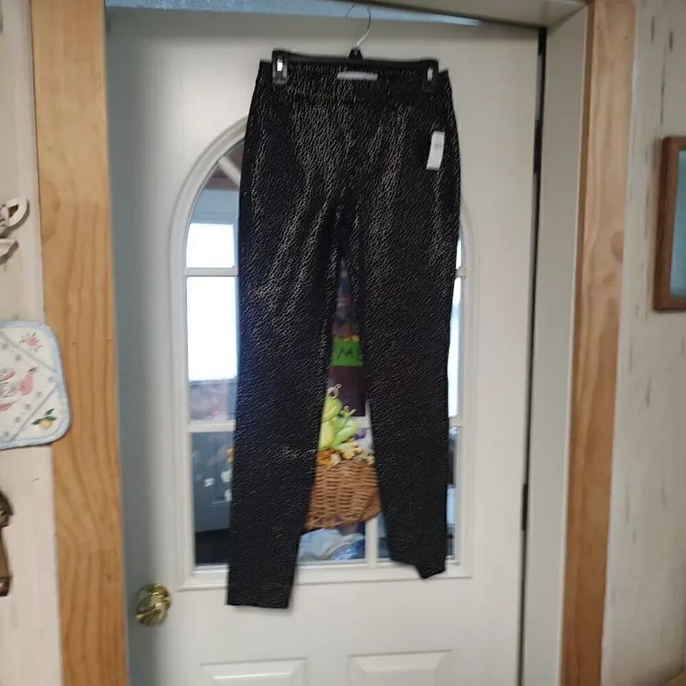 New Old Navy Pixie High Rise Black Gold Polka Dot Pants Size Women's 2